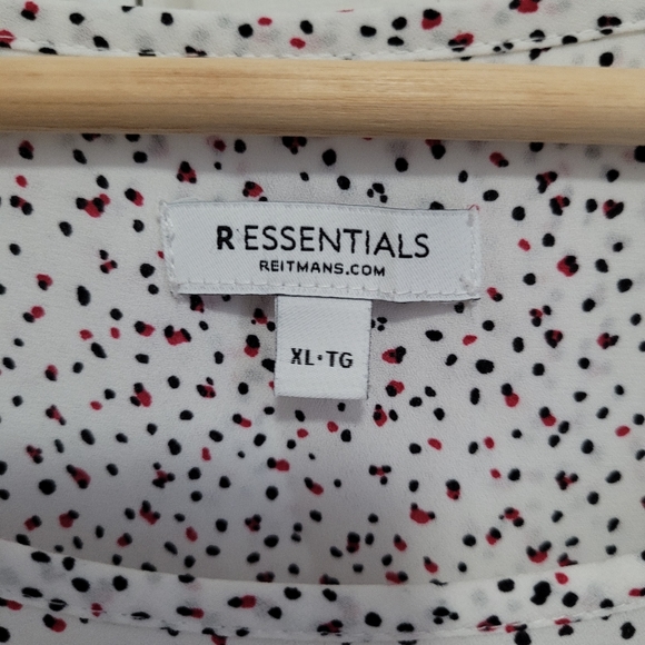 White Reitmans Blouse with Black and Red Dots - Picture 2 of 2